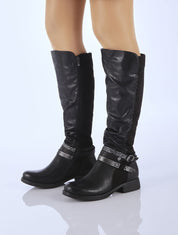 Bottes cavalières bi-matière - Noir - 1