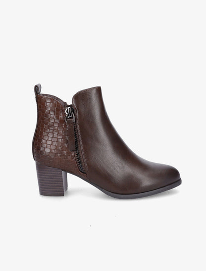 Bottines à contrefort effet osier et double zips - Marron - 1