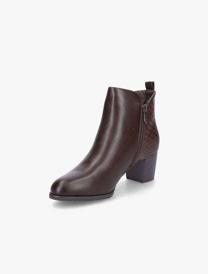 Bottines à contrefort effet osier et double zips - Marron - 3