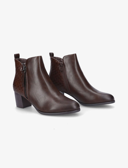 Bottines à contrefort effet osier et double zips - Marron - 4