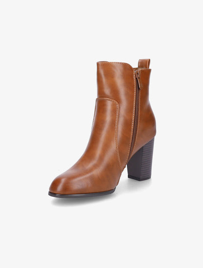 Bottines en simili à zip décoratif - Camel - 3