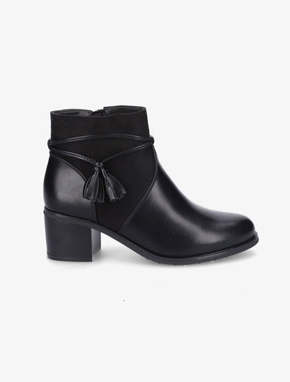 Bottines en simili et pompons décoratifs - Noir - 1