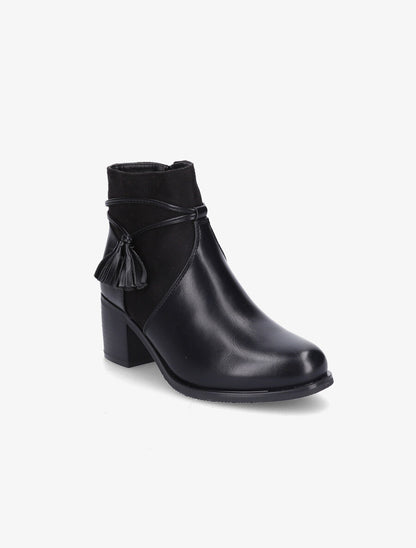 Bottines en simili et pompons décoratifs - Noir - 2