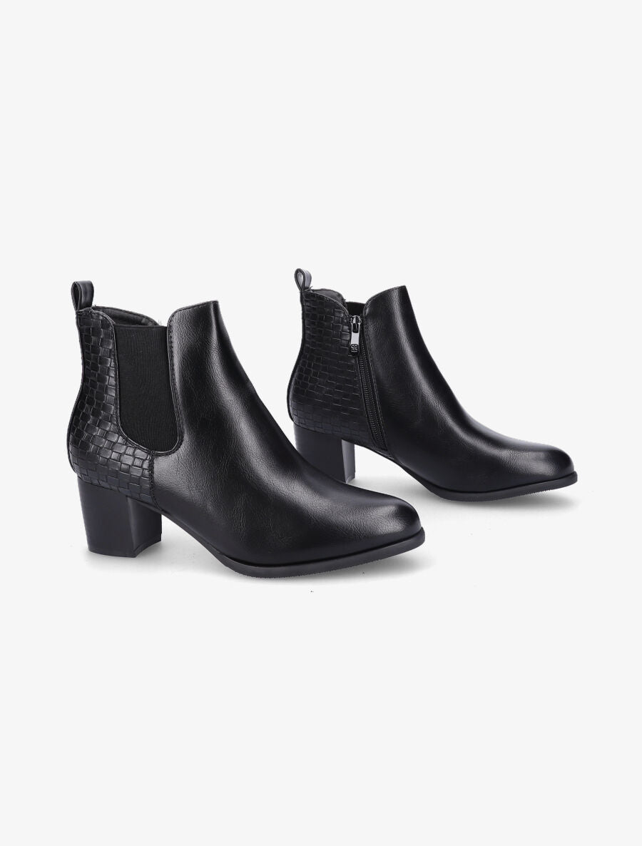 Bottines à contrefort effet osier - Noir - 4
