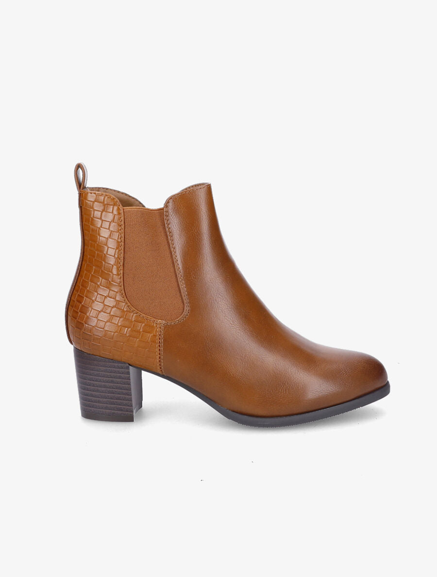 Bottines à contrefort effet osier - Camel - 1