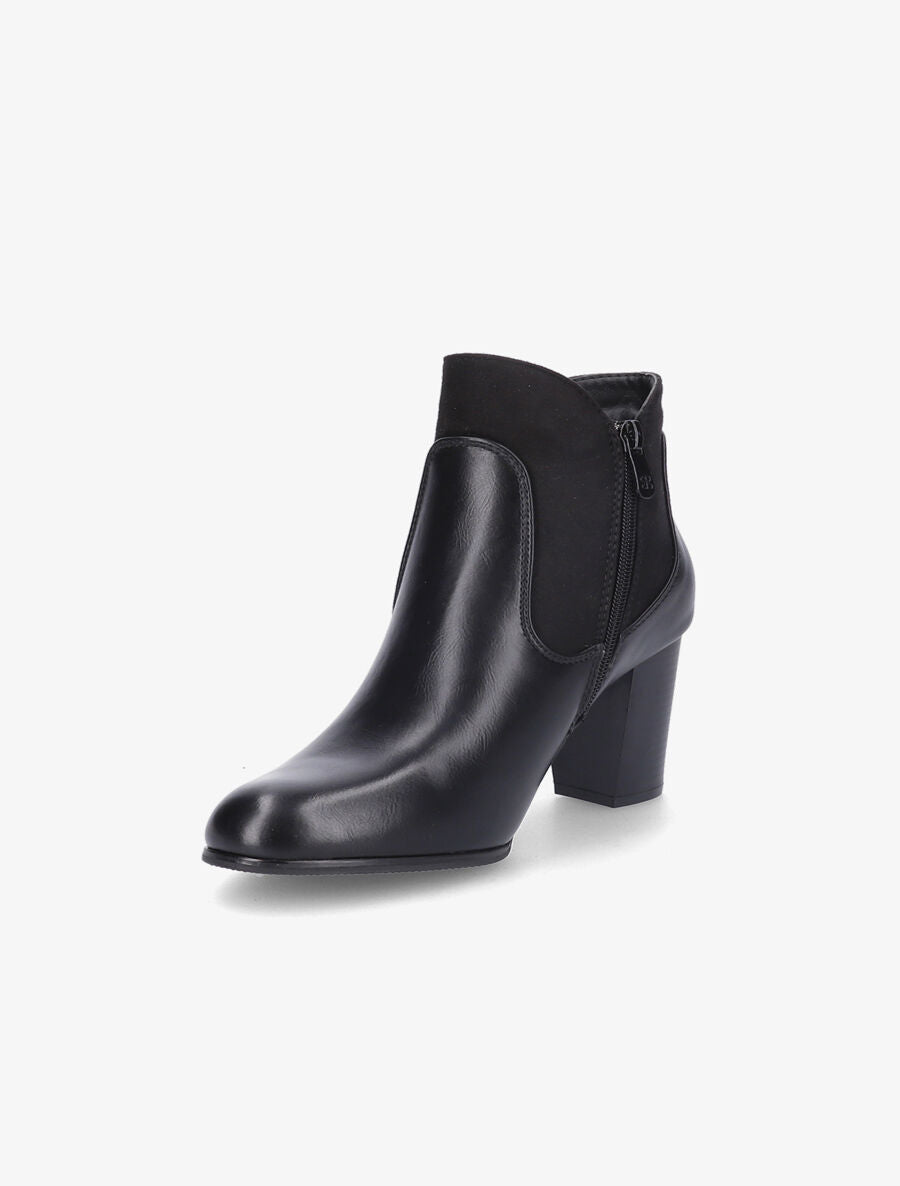 Bottines à talon en simili et suédine - Noir - 3