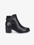 Bottines en simili et suédine à sangles - Noir - 1