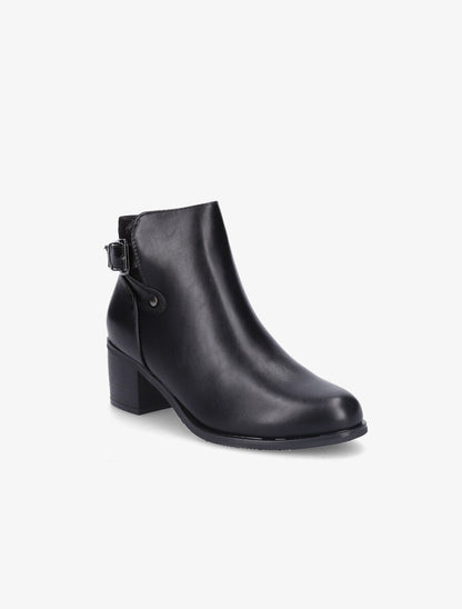Bottines en simili et suédine à sangles - Noir - 2