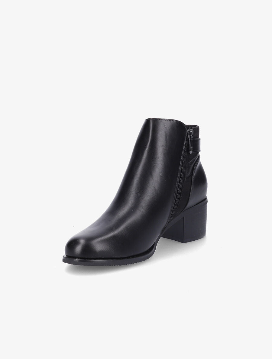 Bottines en simili et suédine à sangles - Noir - 3