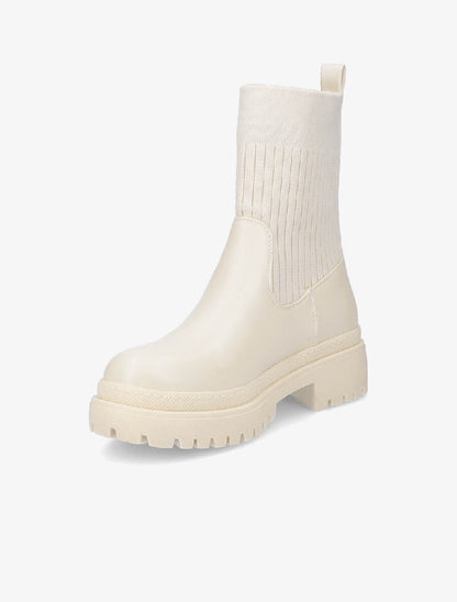 Boots bi-matière montantes - Écru - 3