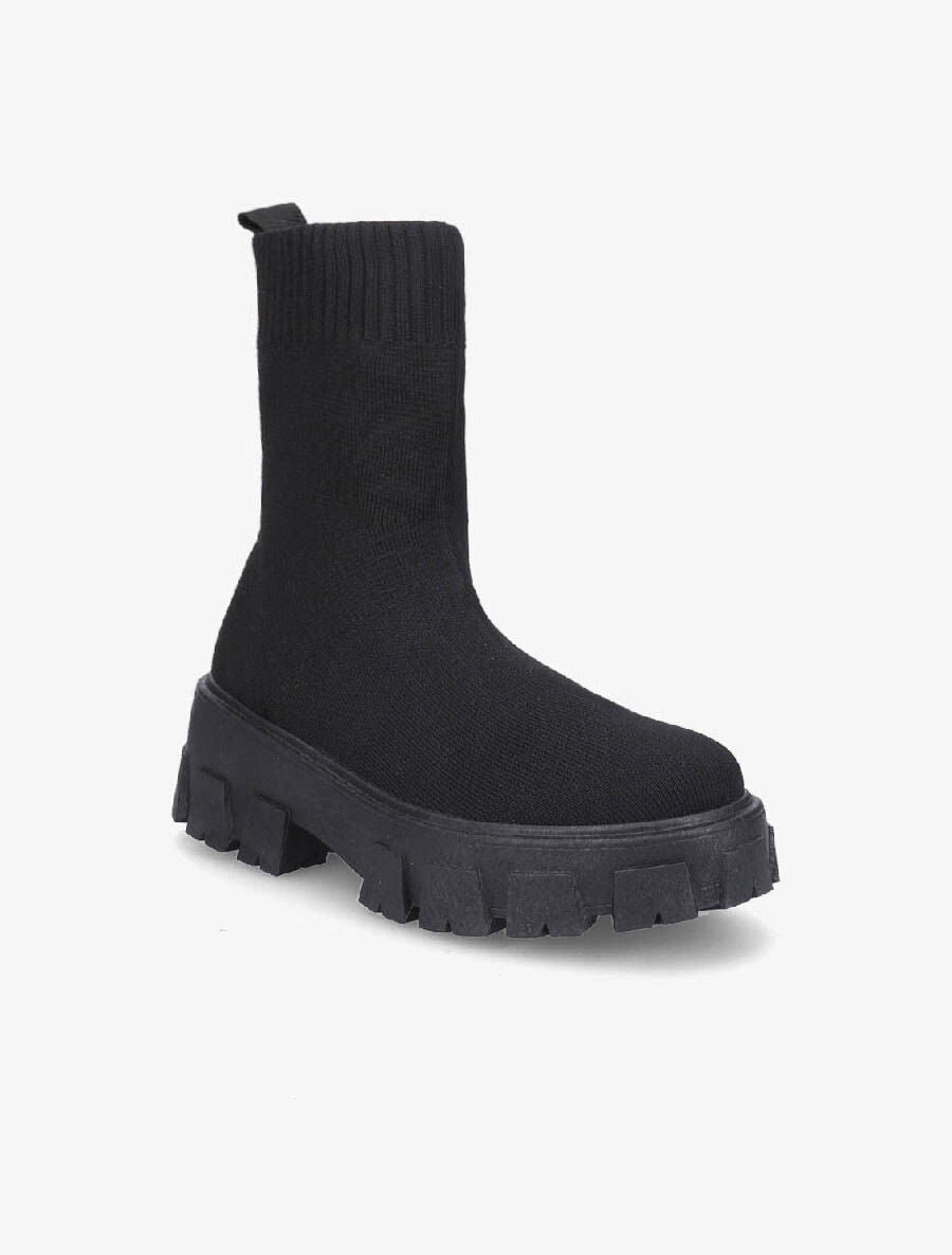 Boots montantes en tissu - Noir - 2