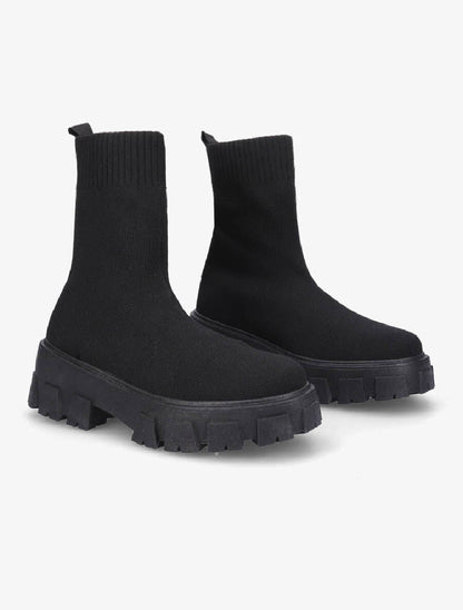Boots montantes en tissu - Noir - 4