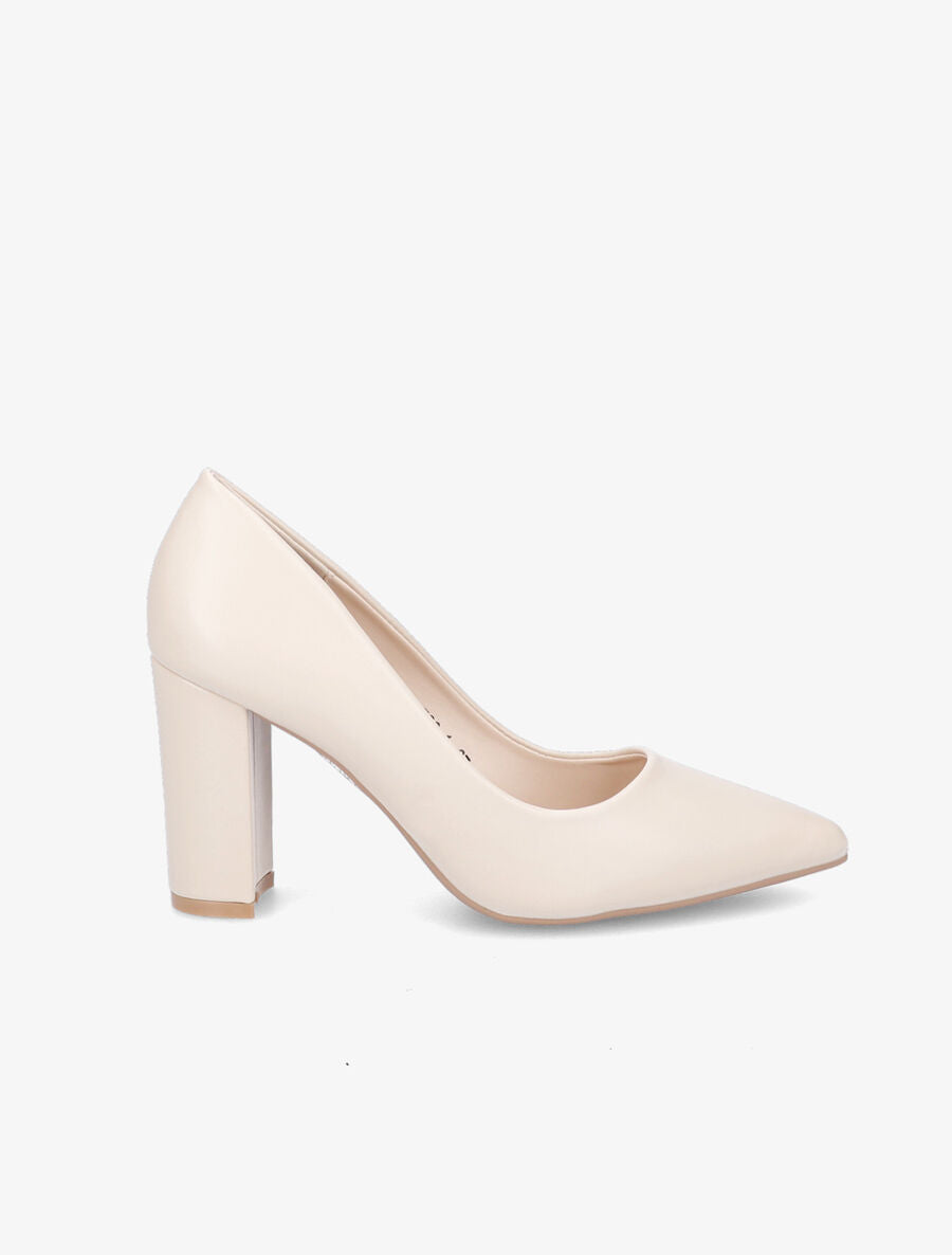 Escarpins pointus à talon carré - Beige - 1