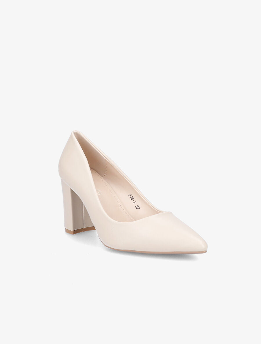 Escarpins pointus à talon carré - Beige - 2