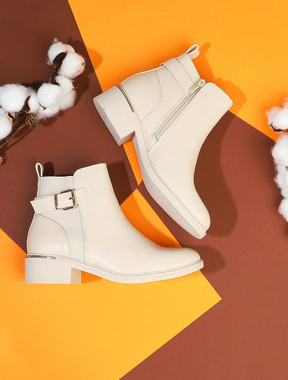 Bottines à boucle - Beige - 5