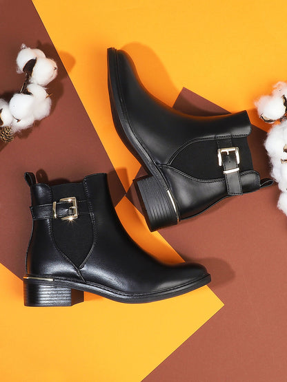 Bottines en simili à sangles et zip - Noir - 5