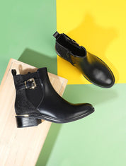 Bottines à boucle et paillettes - Noir - 1