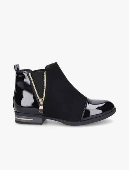 Bottines à détails vernis - Noir - 1
