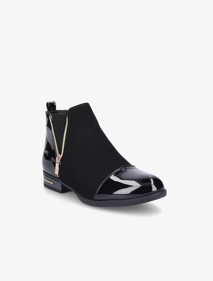 Bottines à détails vernis - Noir - 2