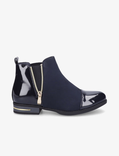Bottines à détails vernis - Marine - 5