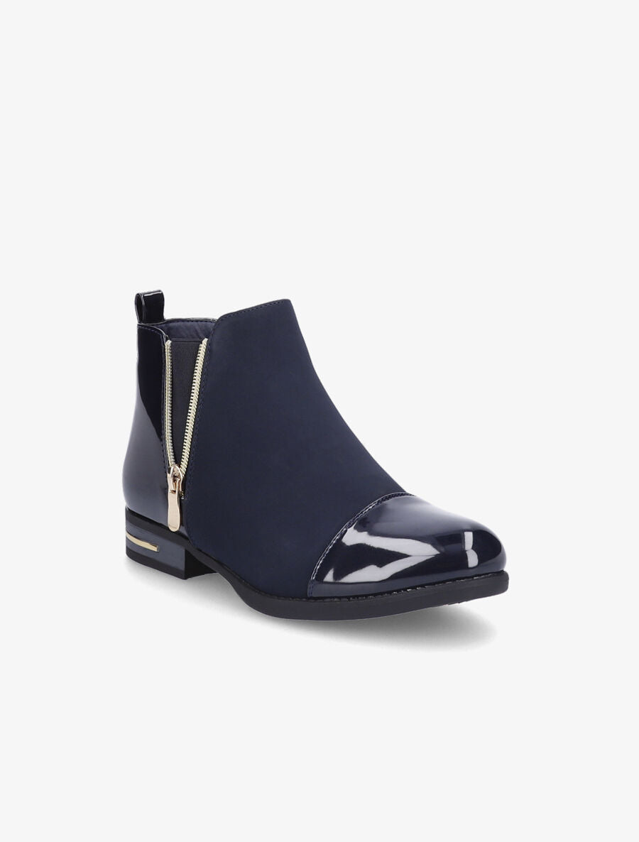Bottines à détails vernis - Marine - 2