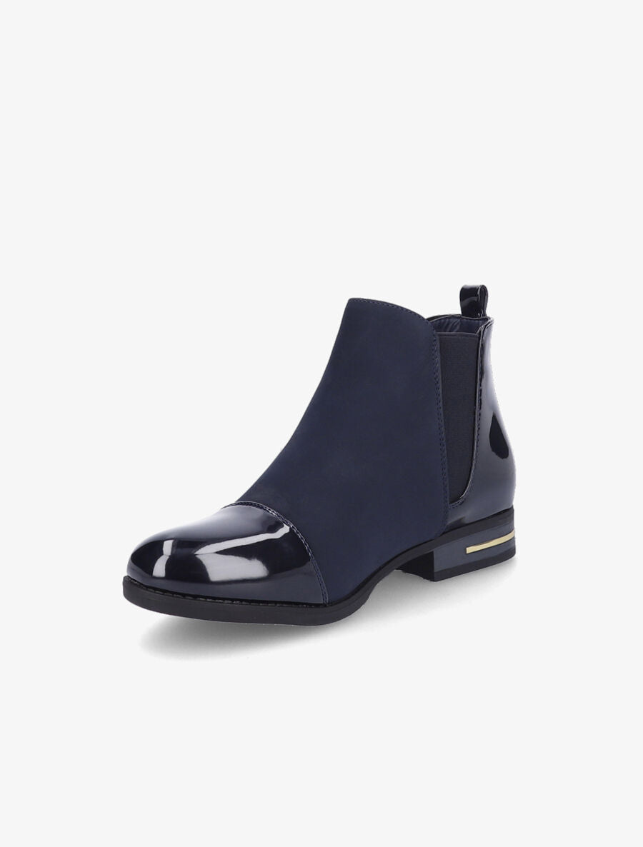 Bottines à détails vernis - Marine - 3