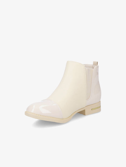 Bottines à détails vernis - Beige - 3