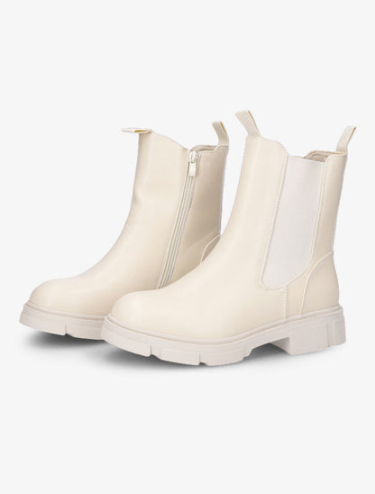 Boots à zip et semelles crantées - Écru - 1