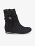Bottines compensées en suédine - Noir - 5