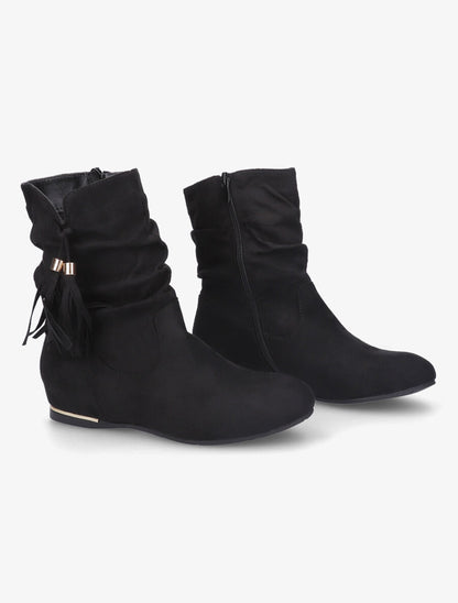 Bottines compensées en suédine - Noir - 4