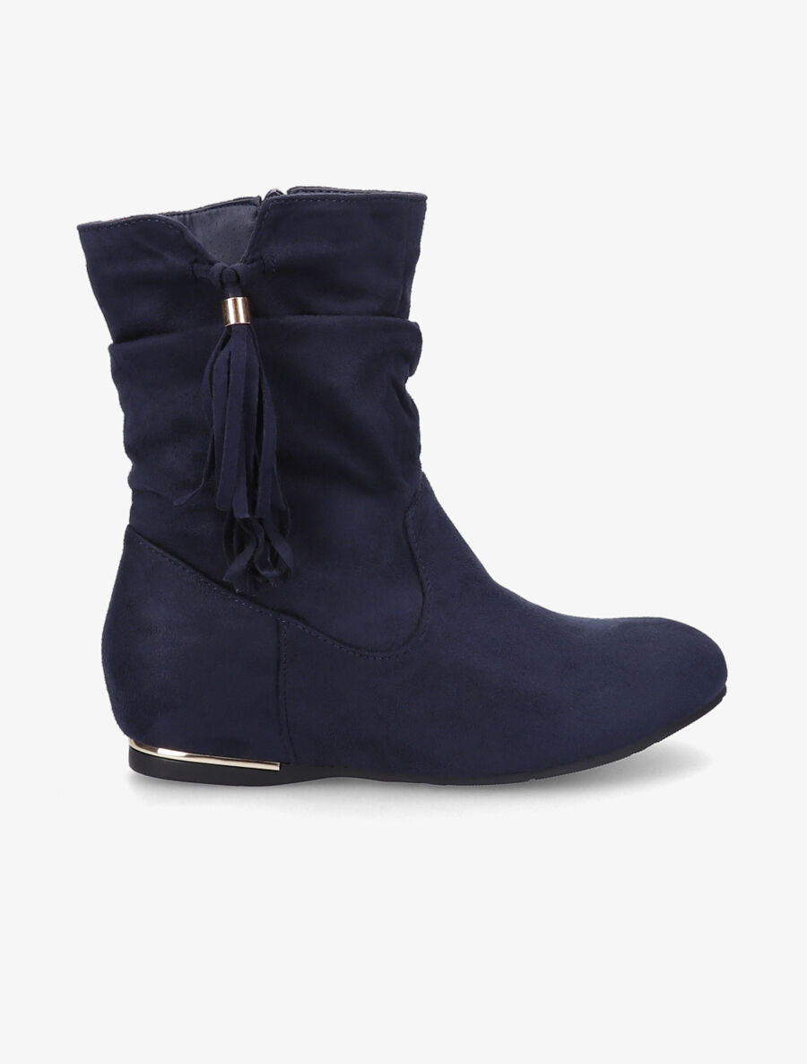 Bottines compensées en suédine - Marine - 5