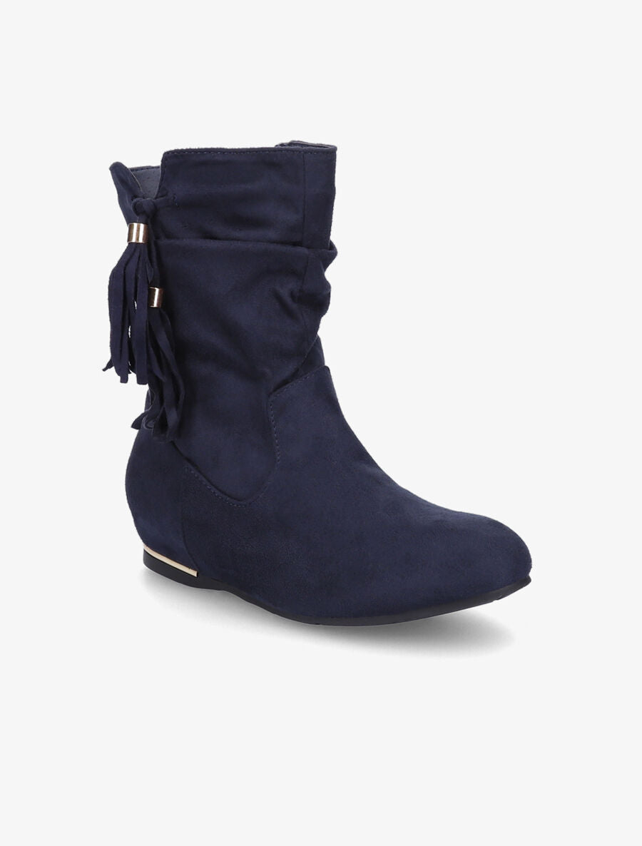 Bottines compensées en suédine - Marine - 2