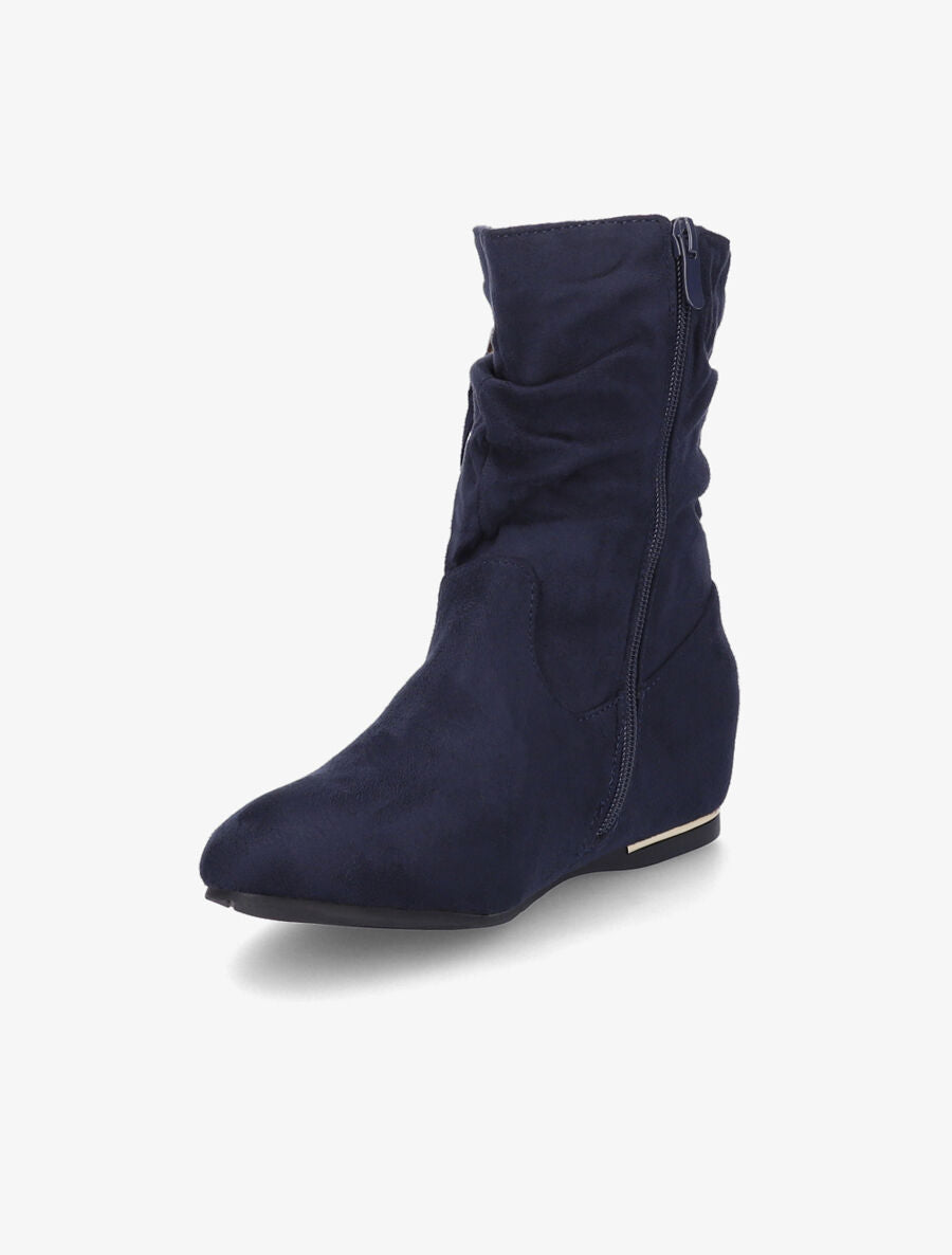 Bottines compensées en suédine - Marine - 3
