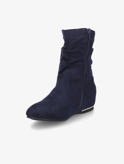 Bottines compensées en suédine - Marine - 3