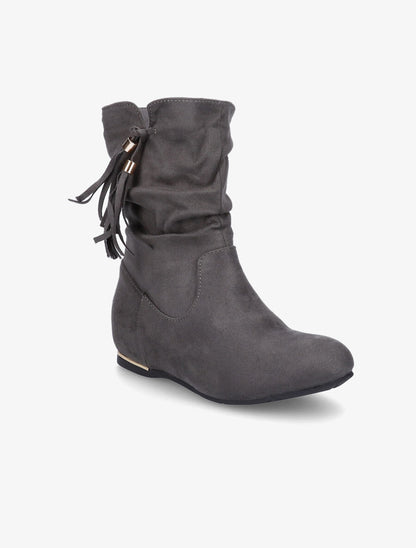 Bottines compensées en suédine - Anthracite - 2