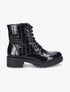 Boots montantes effet croco verni - Noir - 5