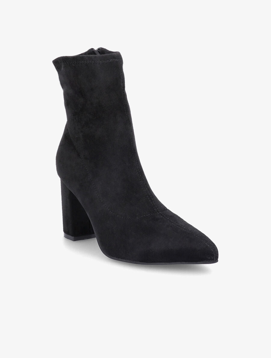 Bottines pointues en suédine souple - Noir - 2