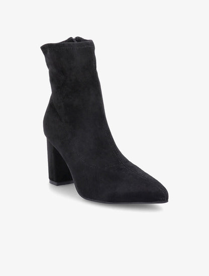 Bottines pointues en suédine souple - Noir - 2