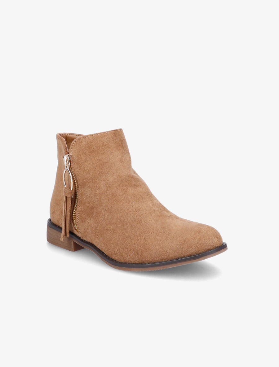 Low boots effet daim à pampille - Taupe - 2