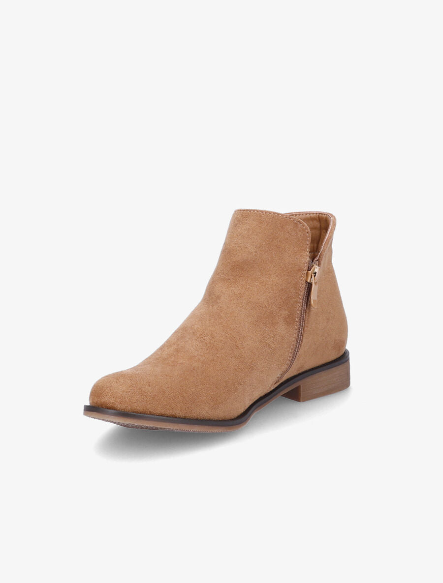 Low boots effet daim à pampille - Taupe - 3