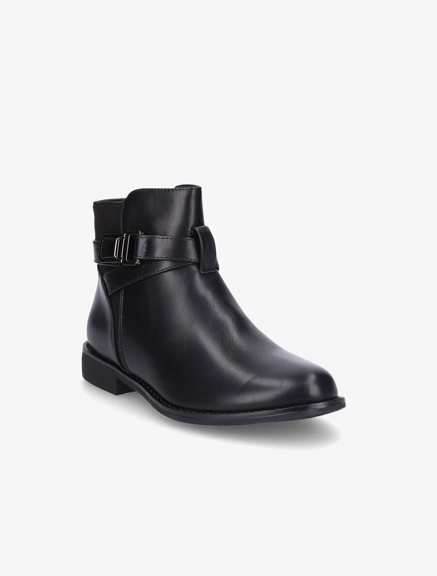 Boots bimatière et lanières croisées - Noir - 2