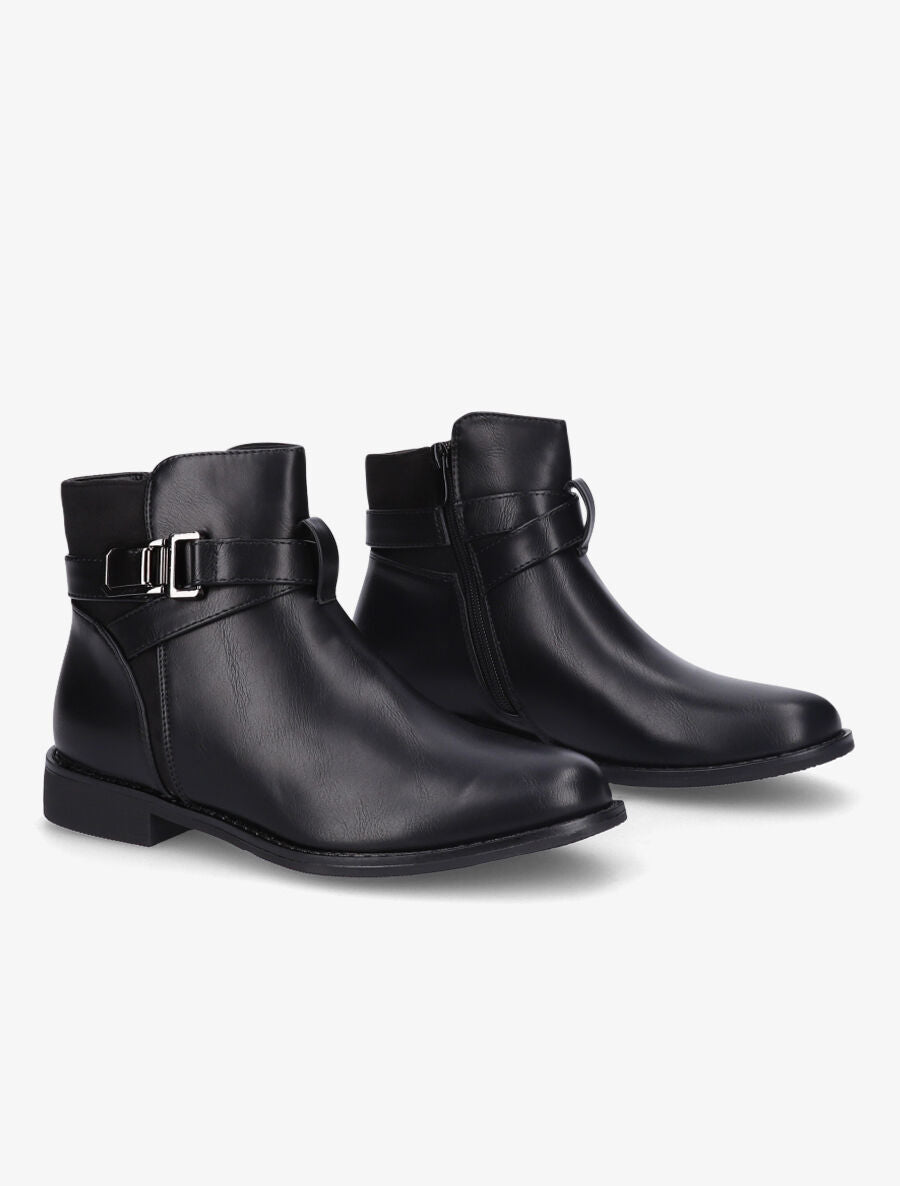 Boots bimatière et lanières croisées - Noir - 4