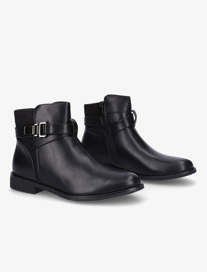 Boots bimatière et lanières croisées - Noir - 4