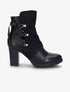 Bottines bi-matière à contrefort à lanières et à strass - Noir - 6