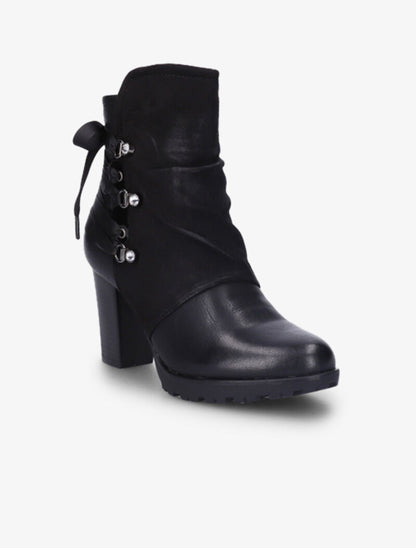 Bottines bi-matière à contrefort à lanières et à strass - Noir - 2