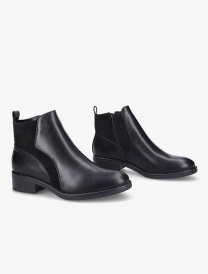Bottines en simili et suédine - Noir - 4