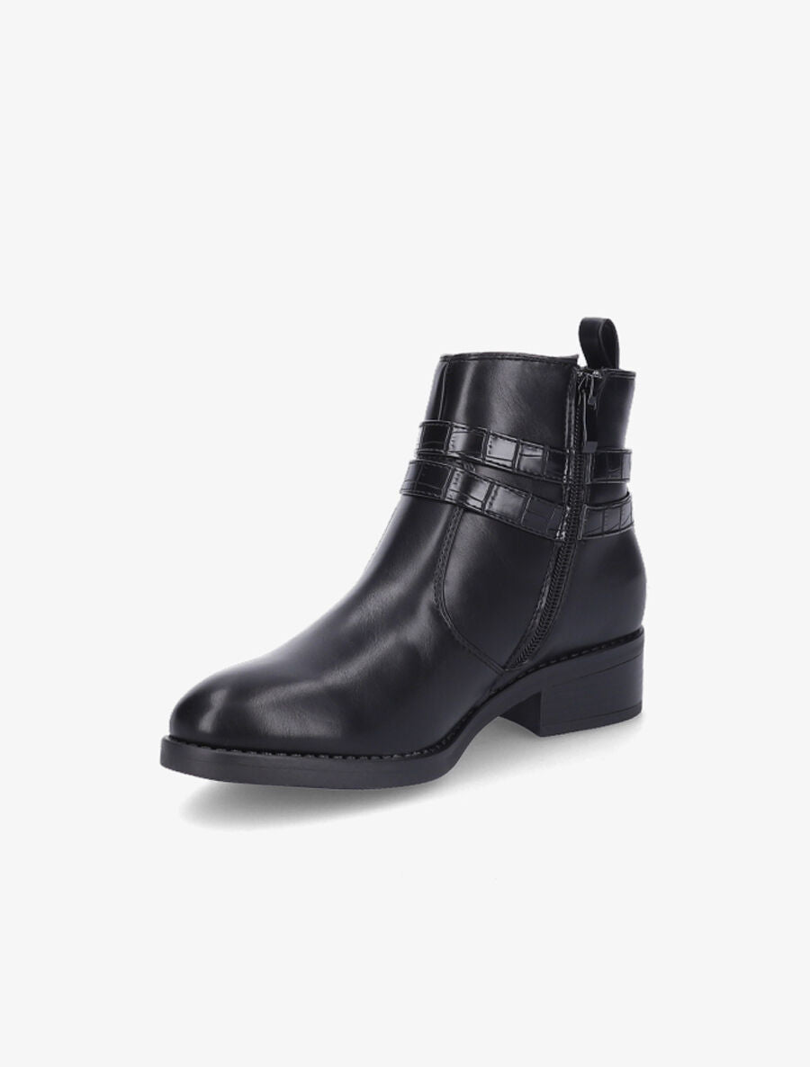 Bottines à double sangles croco - Noir - 3