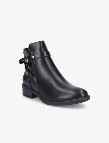 Bottines en simili à sangle - Noir - 2