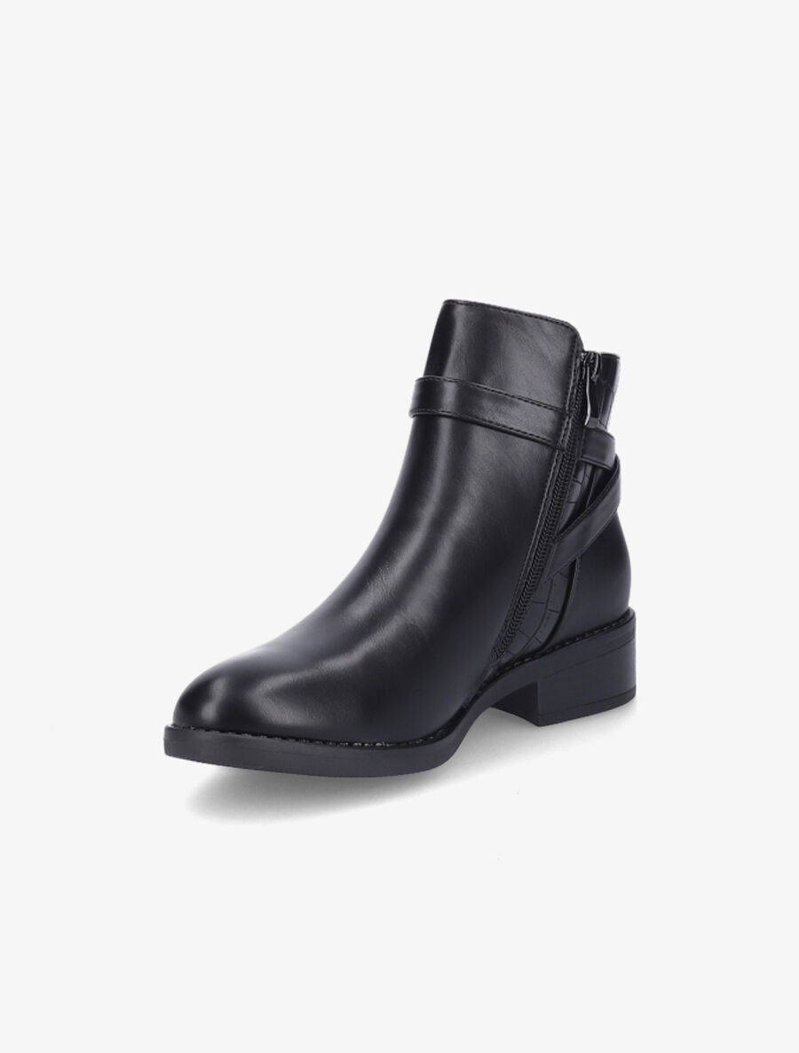 Bottines en simili à sangle - Noir - 3