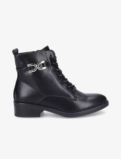Bottines lacées à boucle stylisée - Noir - 1